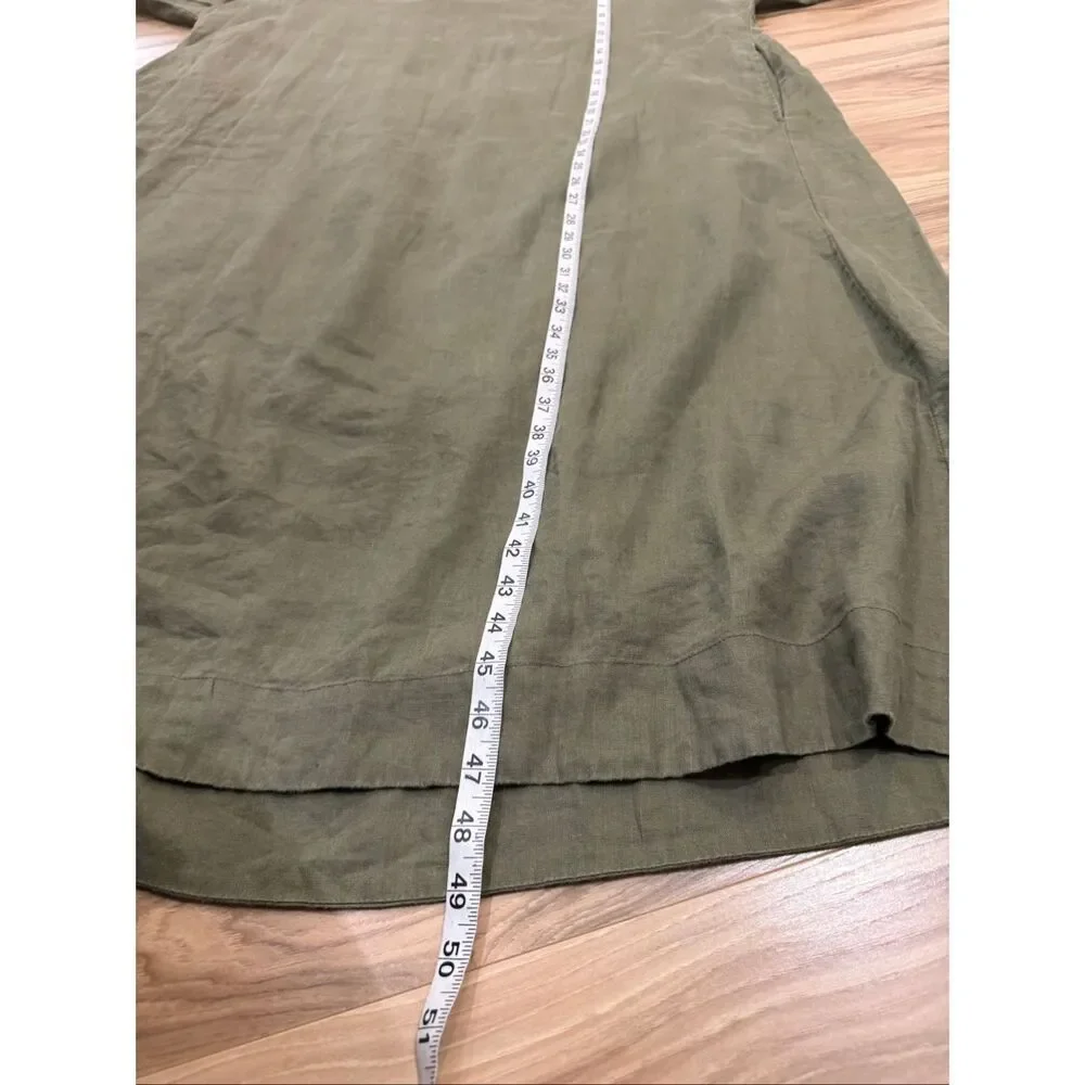 Linen Life green dress oversized boho lagenlook relaxed fit one size